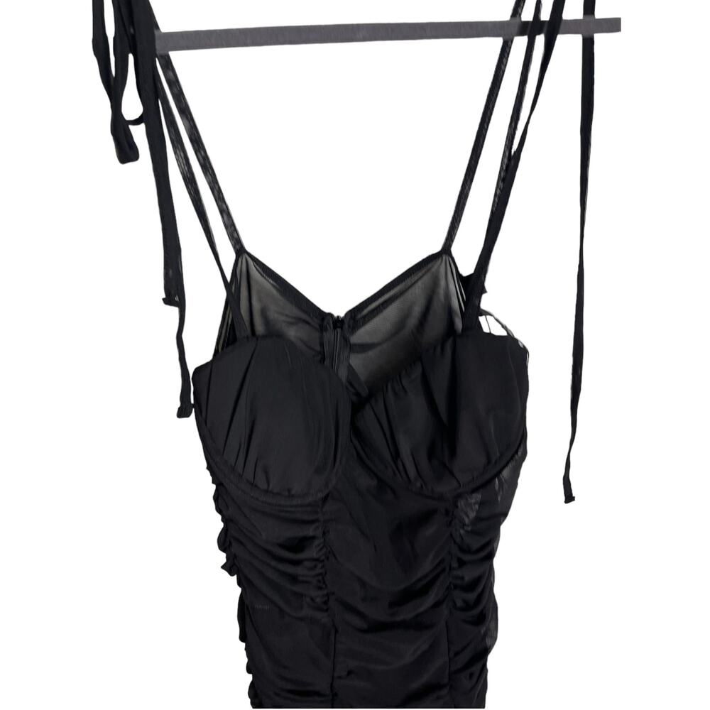 OW Collection Casandra Bustier Mini Dress Ruched Mesh Party Cocktail Hoco LBD S - Picture 6 of 13